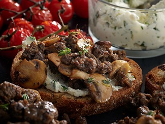 Beef & Mushroom Sausage Bruschetta