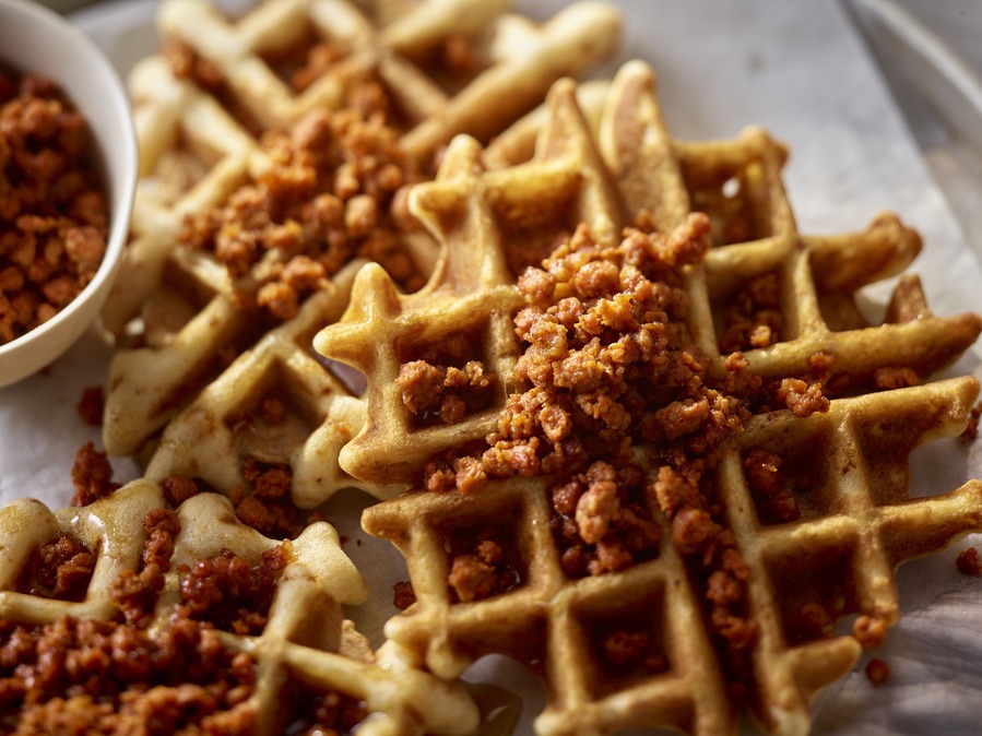 Chorizo & Cilantro Cornbread Waffles