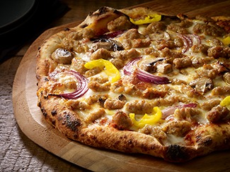 Golden Mushroom Sausage Pizza