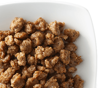 meat crumbles made with a custom meat formulation