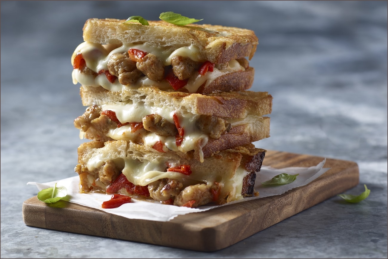 Sausage & Peppers Grilled Cheese